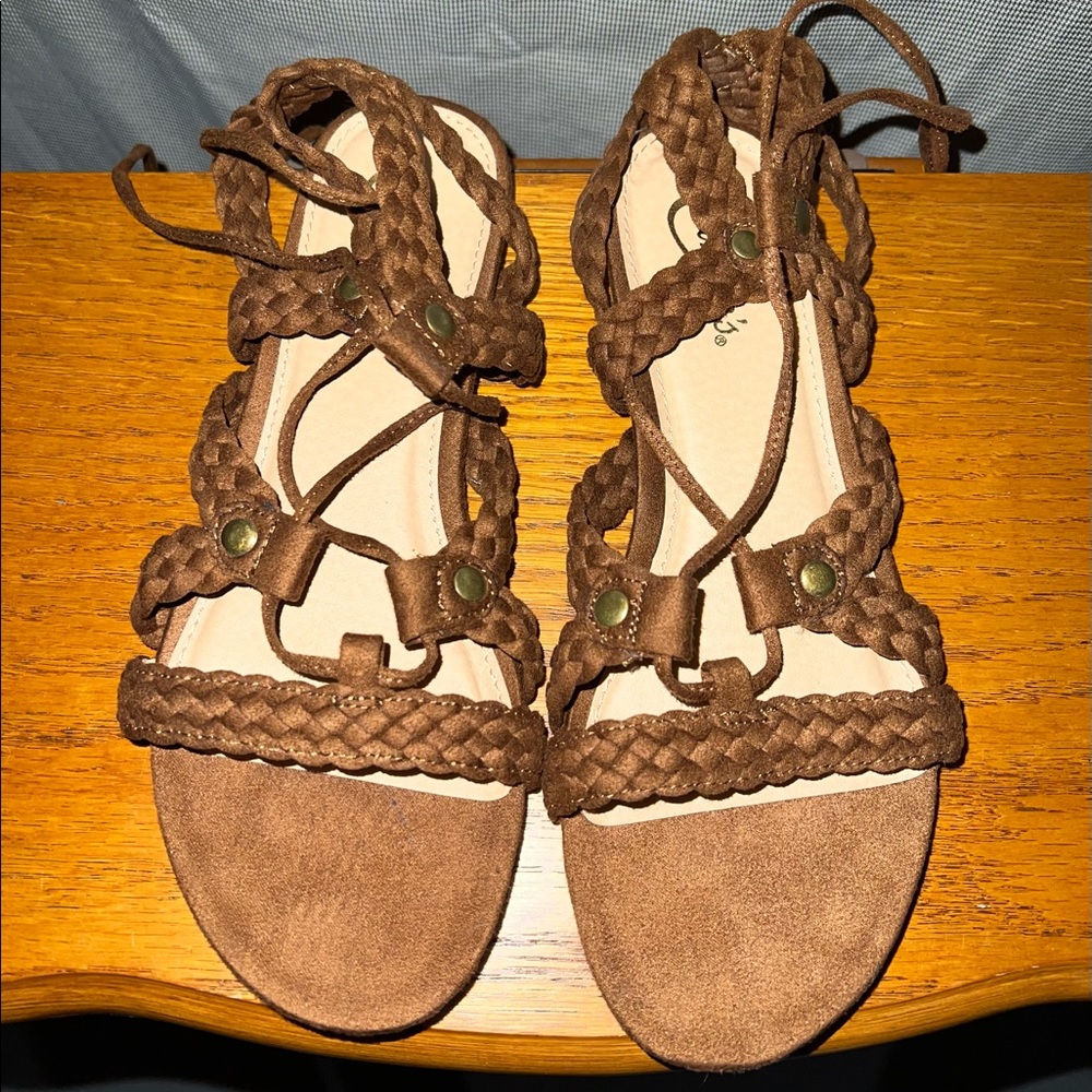 brown candies sandals
